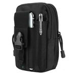 LAFILLETTE Tactical Waist Belt Bag | Universal Outdoor Military Wallet Pouch Phone Case Gadget Pocket for Sports Camping Hiking (Black)