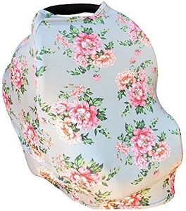 Breastfeeding Cover - Car Seat Cover with Bonus Strap Covers - Kiddo Kind Gray Floral