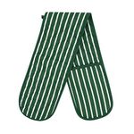 MOLLY MALOU® Butcher Stripe Double Oven Gloves Quilted Heavy Duty Cooking Potholder Heat Resistant Mitt 18x90cm (Green)