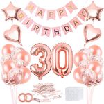 30th Birthday Decorations,30th Balloon,30th Birthday Balloons,30 Birthday Foil Balloon,30th Rose Gold Birthday Decorations,30th Birthday Party Decorations,30 Birthday Balloon Set for Women Girls