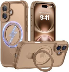 MOCCA Design for iPhone 16 Case with Magnetic Invisible Stand [Full Camera Protection] [Compatible with Magsafe] Military Drop Shockproof Translucent Matte Phone Case Cover 6.1",Brown