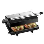 OSTBA SL-106 Panini Press Grill, 2 Slice Toaster with Non-Stick Plates, 180° Flat Open Sandwich Press, 1000 W, Black