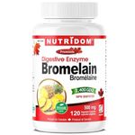 Nutridom Bromelain Digestive Enzyme Pineapple Supplements,120 Veggie Capsules, 2400 GDU/g, 500 mg, Supports Healthy Digestion, Non-GMO, Vegan, Free of Gluten, Soy & Dairy (120 Count)