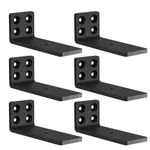 MLOQI 6 Pack Heavy Duty Shelf Brackets, L Brackets for Shelves, 5mm Thick Floating Shelf Bracket Up to 50KG Capacity (4Inch)