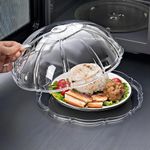 WENWELL Microwave Splatter Cover for Food,Clear Like Glass Microwave Splash Guard Cooker lid,Dish bowl Plate Serving Cover with Steam Vent,BPA-Free,Saft Plastic,10.5 Inchs