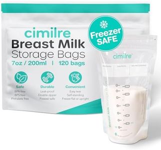 Breast Milk Storage Bags by Cimilre, Leak-Proof Breastmilk Storage Bags, Freeze Flat or Standing, 7 oz. Bags (120 Pack)