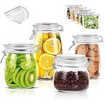 Myiosus Glass Jars with Clip Lids, Set of 4 Glass Storage Jars with Lids Airtight Glass Canisters for Preserving Pasta, Sugar, Cereal, Nut, Coffee Beans - 1500ml, 1000ml, 760ml, 500ml