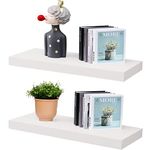 WELLAND Set of 2 Floating Shelves Wall Mounted Shelf, for Home Decor with 8" Deep (White, 24 inch)