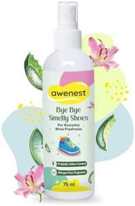awenest Shoe Deodorizer & Refresher Spray | Odour & Smell Remover for Shoes, Sneakers & Smelly Socks | Probiotic Odour Control, Allergen-Free, Freshens Footwear | Plant- Based and Skin-Friendly – 75ml