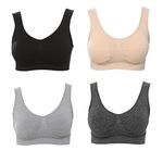 JOJOANS 3/4 Pack Bra Bralette Ultimate Comfort Bra Padded Seamless Plus Size Light Support Sports Bra for Yoga Stretch Wireless Leisure Underwear, 3XL