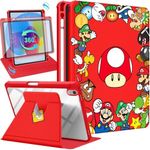 Trendy Fan for iPad 10th Generation Case 10.9 Inch 2022 Cute Cartoon Kawaii for Girls Kids Girly Women Design Covers,360 Degree Rotating Folio Stand Pencil Holder for Apple i Pad 10 Gen inch,Red