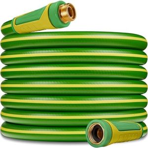 Garden Hose 200 ft x 5/8" - 2024 Version/New Patented Kink Free Water Hoses - Heavy Duty,Flexible and Lightweight, Hybrid Hose, Easy to Coil, 3/4" Solid Brass Fittings - No Leak