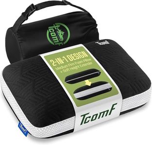 TCOMF Camping Pillow: Dual Cover, Memory Foam Travel Pillow, Medium Firm Camp Pillow, Camping Pillows for Sleeping, 5 Layers for Support, Small Travel Pillow,Small Portable Pillow 10x16 Inches (Black)