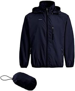 Spmor Men's Lightweight Waterproof Jacket Packable Windbreaker Running Coat, Navy, X-Large