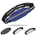 Wavefind Slim Running Belt Waist Packs Adjustable Bounce Workout Waist Pouch Waterproof Sport Fanny Pack Headphone Port Waistband Bag Women Men Hiking Outdoor for All Kinds of Phone-Blue