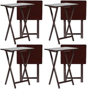 PJ Wood - Folding Wood TV Tray Table - Espresso 8-Piece Set