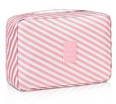 House of Quirk Canvas Striped 18 Cms Cosmetic Bag (L_Travel_Tokit_Pink_Stripes_Pink Stripes)