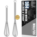 Walfos Mini Whisks Stainless Steel, Small Whisk 2 Pieces, 5in and 7in Tiny Whisk for Whisking, Beating, Blending Ingredients, Mixing Sauces