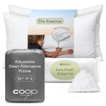 Coop Home Goods The Essence Down Alternative Pillow, Best Pillows for Sleeping, Adjustable Pillows Queen Size Set of 2 - Luxury Hotel Pillows for Back, Stomach or Side Sleepers