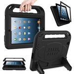 AVAWO Kids Case Built-in Screen Protector for iPad 2 3 4 （Old Model）- Shockproof Handle Stand Kids Friendly Compatible with iPad 2nd 3rd 4th Generation (Black)