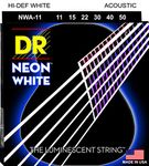 DR Strings NWA-11 DR Neon Acoustic Guitar Strings, Custom Light, White