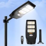 Gesto 180W Solar Street Light Outdoor with Motion Sensor, Remote & Pole | 432 LEDs, 2800 Lumens, 3 Modes, 8000mAh Battery, IP44 Waterproof, Dusk to Dawn Solar Lamp for Home, Wall, Pathway, Garden,Yard