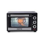 Geepas 19L Mini Oven and Grill – 1280W Countertop Electric Cooker with Rotisserie & 60 Mins Timer | 6 Selectors for Baking, Roasting & Grilling | Baking Tray & Wire Rack, Double Glass Door