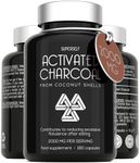 Activated Charcoal Tablets 2000mg - Activated Charcoal Capsules for Flatulence - 180 Capsules - 100% Pure Charcoal from Coconut Shells - 6 Capsules Dose - Active Carbon Stomach Supplement for Adults