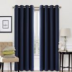 EASELAND Blackout Curtains 2 Panels Set Thermal Insulated Window Treatment Solid Eyelet Darkening Curtain for Living Room Bedroom Nursery,Navy,46x90 Inches