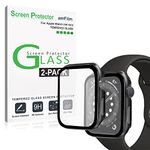 amFilm (2 Pack) Case and Screen Protector for Apple Watch Series 6 (44mm) - Protective Cover and Tempered Glass Film Compatible with iWatch Series 6, 5, 4, and SE