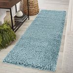 Serdim Rugs Living Room Hallway Runner Shaggy Rugs, Polypropylene, Duck Egg Blue, 60x220cm(2" x7'3)