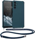 kwmobile Crossbody Case Compatible with Samsung Galaxy A14 5G Case - TPU Silicone Cover with Strap - Dark Blue