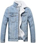 LZLER Men's Fleece Jean Jacket Winter Cotton Sherpa Lined Denim Fur Trucker Jacket(805,Light Blue,XL)