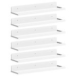 Lifewit Floating Shelves for Wall, 6 Pack White Plastic Shelf 38.1cm Room Decor for Bookcase/Vinyl Record Display/Photo/Picture in Bedroom, Living Room, Bathroom, Kitchen Storage and Organization