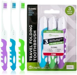 Travel Toothbrush, Portable Toothbrush Built in Cover, Travel Size Toothbrush Hiking, Camping, Traveling, Folding Toothbrushes, Collapsible Multi Color Travel Toothbrush Kit (3 Pack Firm-Multicolor)