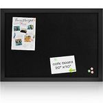 Board2by Black Cork Board Bulletin Board with Linen, Wood Framed 30" x 20" Corkboard, Office Board for Wall Decor, Wall Mounted Pin Board Picture Board with 20 Pushpins for School, Home & Office