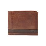 Fossil Wallet for Men Quinn, 100% Leather Bifold brown 11.4 cm L x 2.5 cm W x 9.5 cm H ML3653200