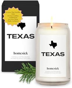 Homesick Scented Candles for Home (Texas) - 13.75 oz Long-Lasting Soy Wax Jar Candle for Women & Men for All Occasions, 60-80 Hours Burn Time - Notes of Pine Needles & Lime