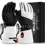 Heated Gloves for Men Women 7.4V Battery 22.2Wh Rechargeable Electric Heated Gloves Touchscreen Waterproof Heated Gloves for Winter Outdoor Skiing Work Hiking Camping Snowboarding (White, M)