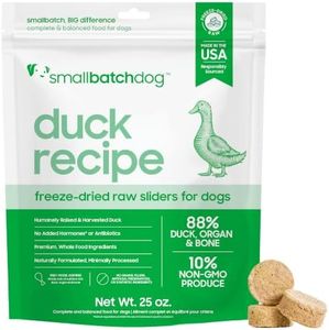 smallbatch Pets Freeze Dried Raw Dog Food, Duck Recipe, 25 oz, Organic High Protein Dog Food, Grain Free, Made in The USA, Humanely Raised Meat, Single Protein, for Picky Eaters, Hydrate & Serve