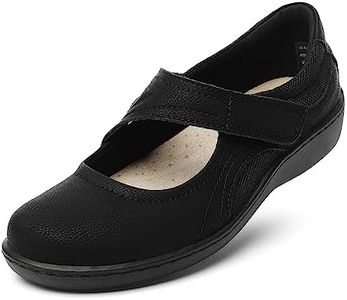 Oviaric Women's Classic Comfort Mary Jane Flats Fashion Casual Dress Shoes Cute Closed Toe Slip On Lightweight Breathable Walking Shoes, Black, 11