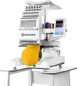 Smartstitch S-1201 Compact Embroidery Machine with 12 Needles, 1200SPM Max Speed, 7“ Touch Screen, 9.5"x12.6" Embroidery Area, Your First Commercial Embroidery Machine for Flat, Hat, T-shirt and more