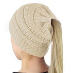 YouGa Women Knit Hat - Beanie Hat Ladies, Outdoor Autumn Winter Hats for Women Soft Warm Skullies Cable Knit Hat, Stylish Slouchy Ribbed Ponytail Beanie Hat