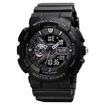 SKMEI Resin Analogue - Digital Black Dial Men Watch, Black Band