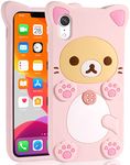 Koecya for iPhone XR Case 6.1" 3D Cute Cartoon Bear Phone Case Kawaii Fashion Cool Funny Bear Soft TPU Case for iPhoneXR Silicone Cover for Girls Kids Women PK