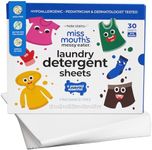 Miss Mouth's Messy Eater Laundry Detergent Sheets - Laundry Detergent, Hypoallergenic, Sensitive Skin Safe, Pediatrician and Dermatologist Tested, Fragrance Free, Travel Friendly