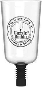 Guzzle Buddy Ultimate Beer Glass, Practical Gift, Be the Life of the Party, All-in-One, Safe & Easy Way to Enjoy Alcohol, Bar Accessories Cup, Unbreakable Plastic, Clear