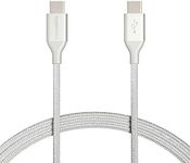 Amazon Basics Double Braided Nylon USB Type-C to Type-C 2.0 Cable Silver 1.8 m