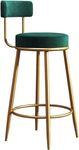 Nutech Decor Velvet Counter Stools Upholstered Barstools with Back, Footrest, and Round Height - Modern Bar Chairs, Ideal Dining Chairs for Kitchen Islands (75 CM, Green)