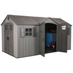 Lifetime Grey Plastic Garden Shed & Tool Shed | 244 x 457 x 244 cm | Adjustable Shelving & Storage System